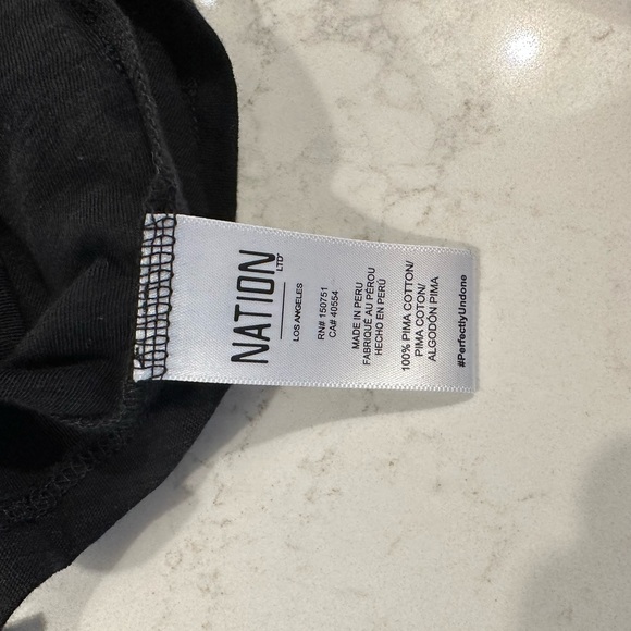 Nation Ltd. “Paige Tee” L/S V-neck black Tee with gold buttons on arms (XS) - Picture 5 of 7